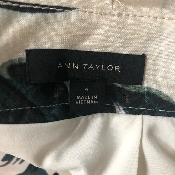 Ann Taylor linen blend paper bag waist pencil skirt size 4 EUC ivory dark green - Picture 6 of 11